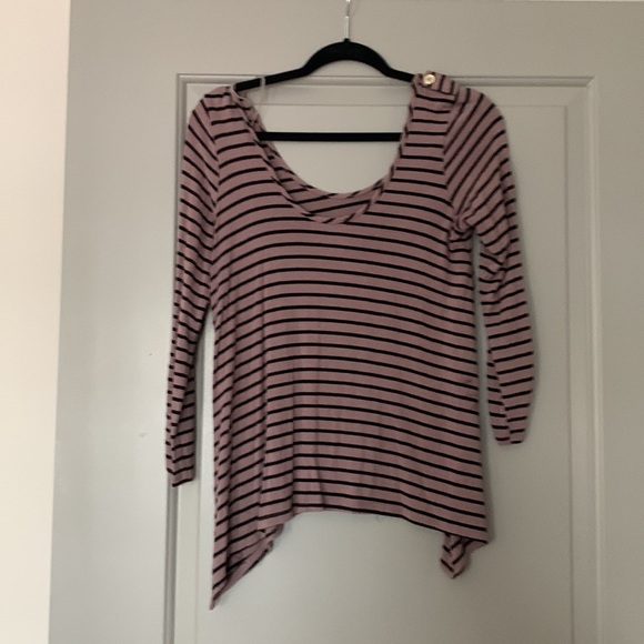 Brown and Black Striped 3/4 length shirt - Picture 3 of 6